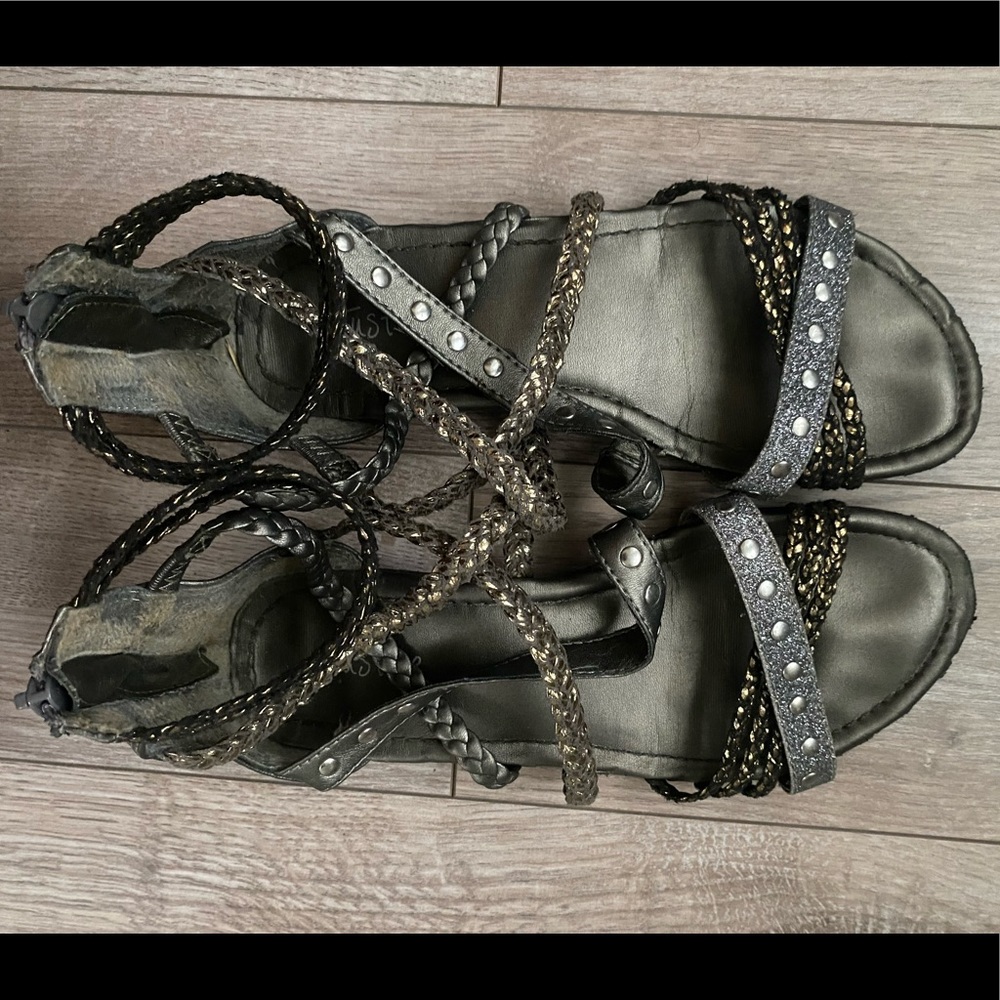 Mixed Metals Justice Gladiator Sandals